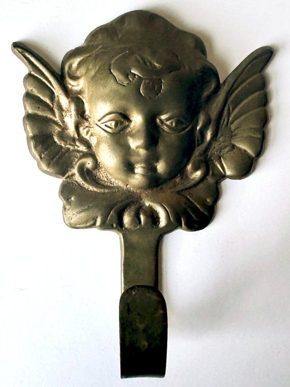 Vintage Brass Cherub Wall Hook Hanger